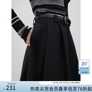 范思藍(lán)恩23FS14616長(zhǎng)款百搭半身裙冬裝新款顯瘦顯高A字傘裙 黑色 XL