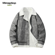 MMOPTOP羊羔毛重磅皮衣棉服外套男士冬季皮毛一體棉衣MMF05灰色L