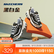 斯凱奇（Skechers）黑白金熊丨男女老爹鞋復(fù)古熊貓鞋情侶風(fēng)潮流增高運(yùn)動(dòng)休閑 【女款】黑色/金色/BKGD(黑金) 35.5