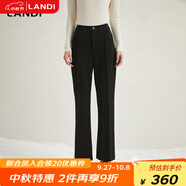 藍地（LANDI）黑色修身顯瘦氣質(zhì)高腰微喇褲女舒適休閑長(cháng)褲冬新品 黑色 S