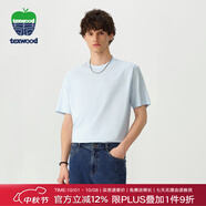 texwood蘋(píng)果牌短袖t恤男士夏季潮牌印花寬松純棉T衫半袖休閑時(shí)尚百搭上衣 淺藍色 XL