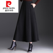 皮爾卡丹（pierre cardin）灰色百褶裙半身裙秋冬款新款氣質(zhì)長(cháng)裙a字半裙配大衣呢裙子冬裙 深灰色 M