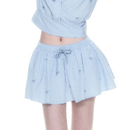 ELEVEN SLEEP/海鹽結語(yǔ)漫褶/藍色半身裙韓系條紋短裙a字蓬蓬裙女 短裙 M