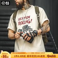 馬登工裝美式復(fù)古涂鴉字母印花短袖T恤男夏季混紡圓領(lǐng)重磅小眾Tee男款 淺杏色 【男士半袖/寬松t恤衫/高街/國內(nèi)潮牌】 2XL 【今日下單 順豐包郵】