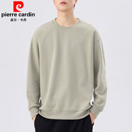 皮爾卡丹（pierre cardin）純色衛(wèi)衣男士春秋款打底衫圓領無帽寬松重磅百搭休閑長袖體恤 淺卡其 M 【建議100-125斤】