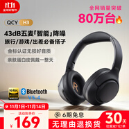 QCY H3 主動降噪 頭戴藍牙耳機重低音無線耳麥?zhǔn)謾C聽力超長待機 三角洲行動電競 黑色