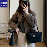 羅蒙（ROMON）搖粒絨加厚外套秋冬新款女仿羊羔絨棒球衫設(shè)計感保暖防風(fēng)顯瘦百搭 咖色 3XL 【160-180斤】