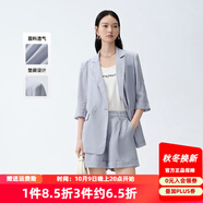 艾諾絲雅詩(shī)商場(chǎng)同款夏季新品薄款通勤百搭七分袖墊肩小西裝20511347 迷霧藍(lán) L