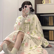 璇醇國風(fēng)睡衣睡裙珊瑚絨女新中式冬季加厚加絨法蘭絨碎花連衣裙家居服 ZR6502 甜美小花 M 160