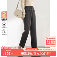 尚都比拉加厚毛呢?zé)煿苎澟颈Ｅ咏q褲小個(gè)子顯瘦九分休閑褲 花灰色 L 