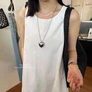 恒久葉陳杰爾心形銀立體心吊墜項煉女士堆疊珠寶桃心鎖骨煉毛衣煉8500