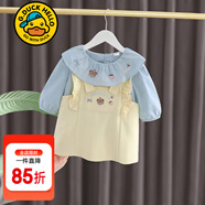 G.duck小黃鴨童裝女童秋裝套裝兒童衣服寶寶胡蘿卜背帶褲兩件套春秋冬季 娃娃領(lǐng)背帶褲套裝【春秋夏款】 80 7-11月(建議寶寶75-85cm)cm