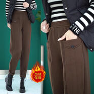 2025秋冬新款加絨加厚高腰百搭寬松顯瘦哈倫褲女時(shí)尚休閑哈倫褲 咖啡色【加絨加厚】 5XL 【建議145-165斤】
