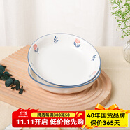 順祥陶瓷碗碟餐具小清新米飯碗輕奢田園風(fēng)釉下彩家用面碗大碗陶瓷湯碗 7英寸飯盤2個(gè)裝