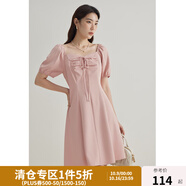獨束微胖M大碼女法式甜美風(fēng)浪漫收腰顯瘦連衣裙24DY82529/82731 芭蕾粉 L (尺碼：2)