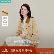 茵曼巴恩風(fēng)牛仔夾克外套2025秋女裝新款落肩袖上衣 淡卡其 L