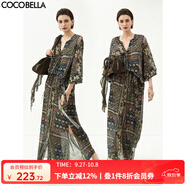 COCOBELLA復(fù)古度假風(fēng)波普花卉飄帶半身裙開叉浪漫長(zhǎng)裙HS0045B 波普 S