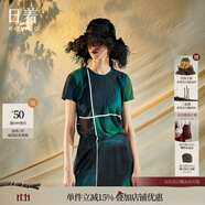 日著（rizhuo）原創(chuàng)設(shè)計女裝2024夏季新款別致印花上衣薄款寬松棉短袖t恤 青印 XL