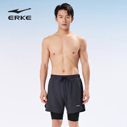 鴻星爾克（ERKE）泳褲男士雙層防尷尬五分寬松速干 度假沙灘褲泡溫泉泳衣游泳裝備