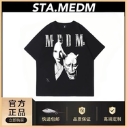 SAT.MEDM聯(lián)名復古黑暗系印花純棉圓領(lǐng)短袖男女潮牌高街半截袖情侶 黑色 高質(zhì)量重磅280G 3XL 關(guān)注店鋪優(yōu)先發(fā)貨