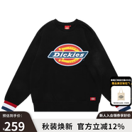 dickies衛(wèi)衣 印花羅紋袖口圓領(lǐng)加絨時尚衛(wèi)衣 男女同款9587 黑色 L