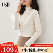 歐莎（OSA）【多色可選】半高領(lǐng)長袖T恤女士2025年秋冬季內(nèi)搭打底衫上衣百搭 米白色A M