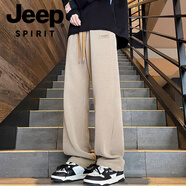 JEEP SPIRIT特大碼胖子潮流帥氣燈芯絨休閑褲男秋冬季加絨加厚直筒寬松闊腿褲 K399【-款】-卡其 常規(guī) 8XL 建議270-300斤