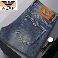 ARMANI EXCHANGE阿瑪尼2025新款春秋季高端純棉彈力黑色牛仔褲男修身小腳褲潮流男 2092款 36 【2.9尺】