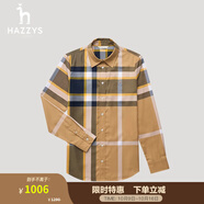 哈吉斯（HAZZYS）女裝 春秋季女士英倫風(fēng)通勤格紋長袖襯衫ASCSK1ACK01 米色BI S (155/80A 36)