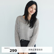 伊芙麗（eifini）伊芙麗設(shè)計(jì)感重工鏤空鉤花百搭女裝針織衫2025春季新款長(zhǎng)袖小衫 灰色 S 80-105斤