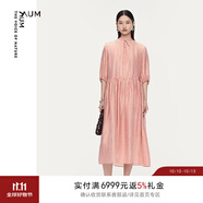 噢姆（AUM）【品質(zhì)臻選】AUM噢姆2025年夏季新款系帶領波點娃娃裙休閑連衣裙 粉色波點 S