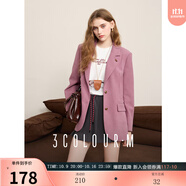 三彩2025秋季新款燈芯絨西裝外套單排扣復(fù)古小西服墊肩寬松休閑M 櫻花粉 L