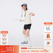 onmygame【輕氧氣T恤】兒童涼感速干衣夏季新款男童女童透氣短袖上衣 嫩芽黃上衣+暗夜黑褲子 110