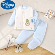 迪士尼寶寶寶寶套裝嬰幼兒衣服加棉秋冬棉衣套裝分體式衣服純棉內衣可開(kāi)檔衣 寶寶加棉套裝(藍色小兔) 80