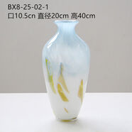 橡樹(shù)莊園中古風(fēng)手工天空藍玻璃花瓶輕奢桌面居家干花插花花器樣板房擺件 BX8-25-02-1藍色花瓶高40cm