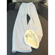 趣米樂(lè )加厚羊羔絨闊腿休閑褲女秋冬季加絨保暖棉衛褲高腰寬松運動(dòng)長(cháng)褲子 藍色【加絨-羊羔絨】 S