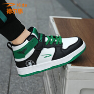 德?tīng)柣輧和逍邘湍型?025新款冬季二棉鞋加絨保暖中大童鞋 黑綠皮面 28 碼內長(cháng)19.0cm