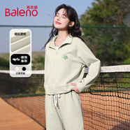 班尼路（Baleno）運動(dòng)休閑套裝女2026春秋季新款氣質(zhì)減齡立領(lǐng)衛衣外套闊腿褲兩件套