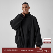 BODYDREAM可機(jī)洗V領(lǐng)毛衣外套男寬松休閑長(zhǎng)袖開(kāi)衫復(fù)古破洞針織衫 黑色 M