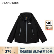 E·LAND KIDS衣戀夏季新品男女童時(shí)尚休閑連帽拉鏈夾克外套 Black黑色/19 120 cm
