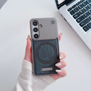 至邁適用三星S25Ultra胡桃木紋磁吸手機殼香薰散熱S23+皮革保護套三星S24Ultra無(wú)邊框裸機手感金屬漆 深灰木紋--送香薰片 三星Galaxy S25 Ultra