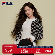 FILA 楊冪同款|斐樂(lè)官方女士編織外套2025春新款時(shí)尚休閑拼色毛衣開(kāi)衫 正黑色-BK S （160/80A/S）