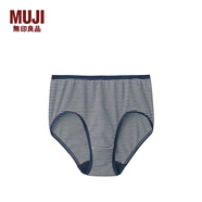 無(wú)印良品 MUJI 女式 羅紋編織 高腰 短褲 FCE09C1A 深藏青色條紋 L