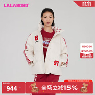 LALABOBO90鴨絨運(yùn)動(dòng)羽絨服女裝寬松百搭立領(lǐng)休閑加厚外套潮流LBCC-WSYR13 米白 L