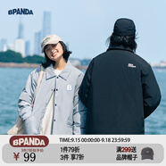 熊貓·本（ben.panda）棉服男潮牌翻領寬松休閑秋冬工裝棉衣多穿情侶外套 灰藍色（A款) XL