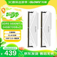 光威（Gloway）24GB(12GBx2) DDR5 5600 臺式機內存條 天策 馬甲條 三星顆粒 CL46 皓月白