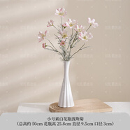 花瓶宋代美學(xué)宋式美學(xué)花瓶細長(cháng)一枝花插花陶瓷客廳桌面玄關(guān)裝飾擺 中號白色束腰燈塔花瓶+2支粉色波斯菊