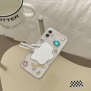 TKHE高級奢華水鉆手機殼適用蘋(píng)果17promax16151413手機殼補妝小鏡子12立體XR滴膠定制78plusse2代保護 水鉆補妝鏡子 iPhone6plus