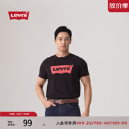 Levi's李維斯情侶美式寬松印花時尚簡約舒適潮流純棉圓領短袖T恤 黑色 002A0-0001 L