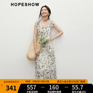 紅袖度假風(fēng)碎花連衣裙2025夏季新款女裝【繁華如夢(mèng)】高腰鉆石領(lǐng)雪紡裙 米底黑花670 S